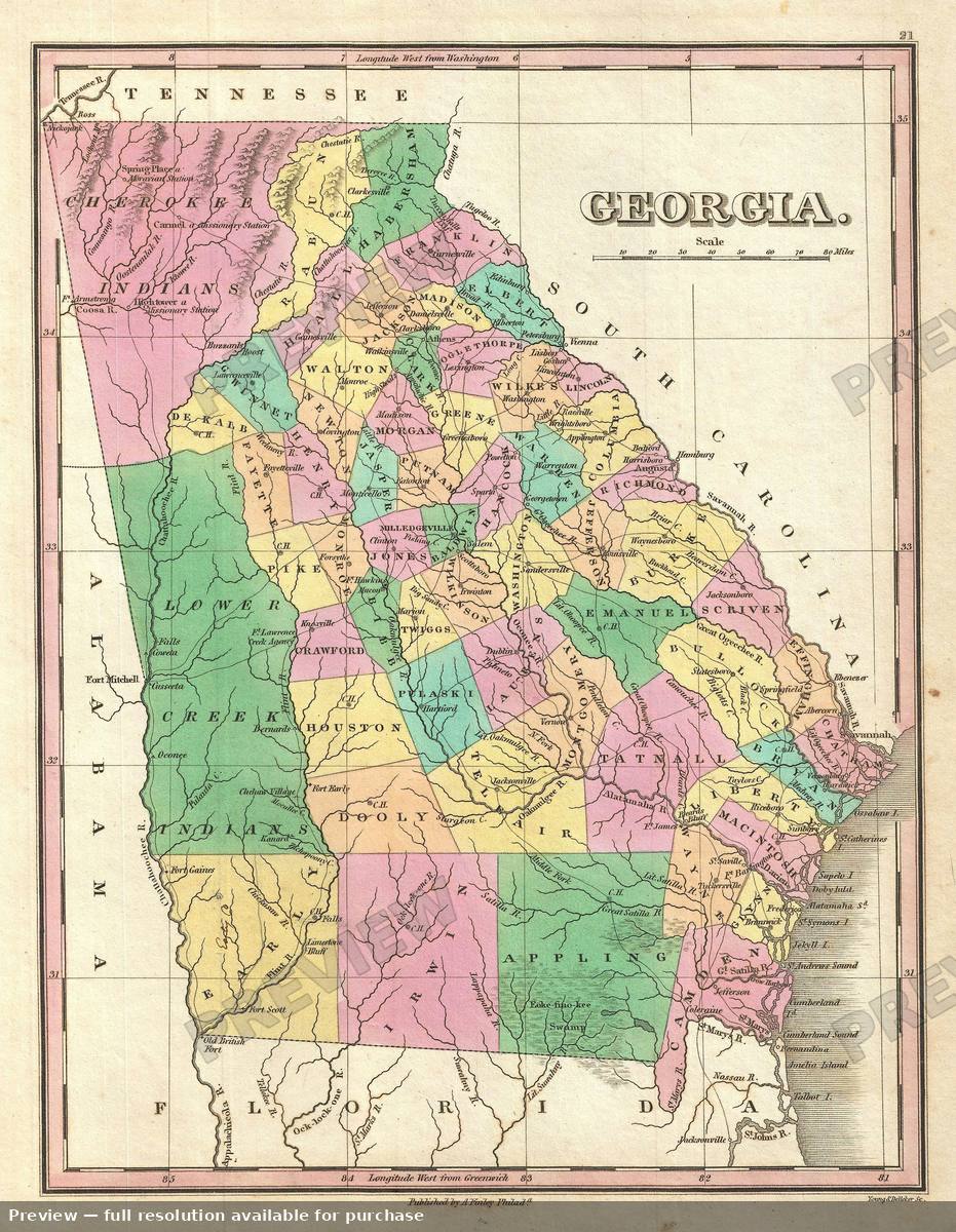 Antique map: Georgia, 1827, 1827