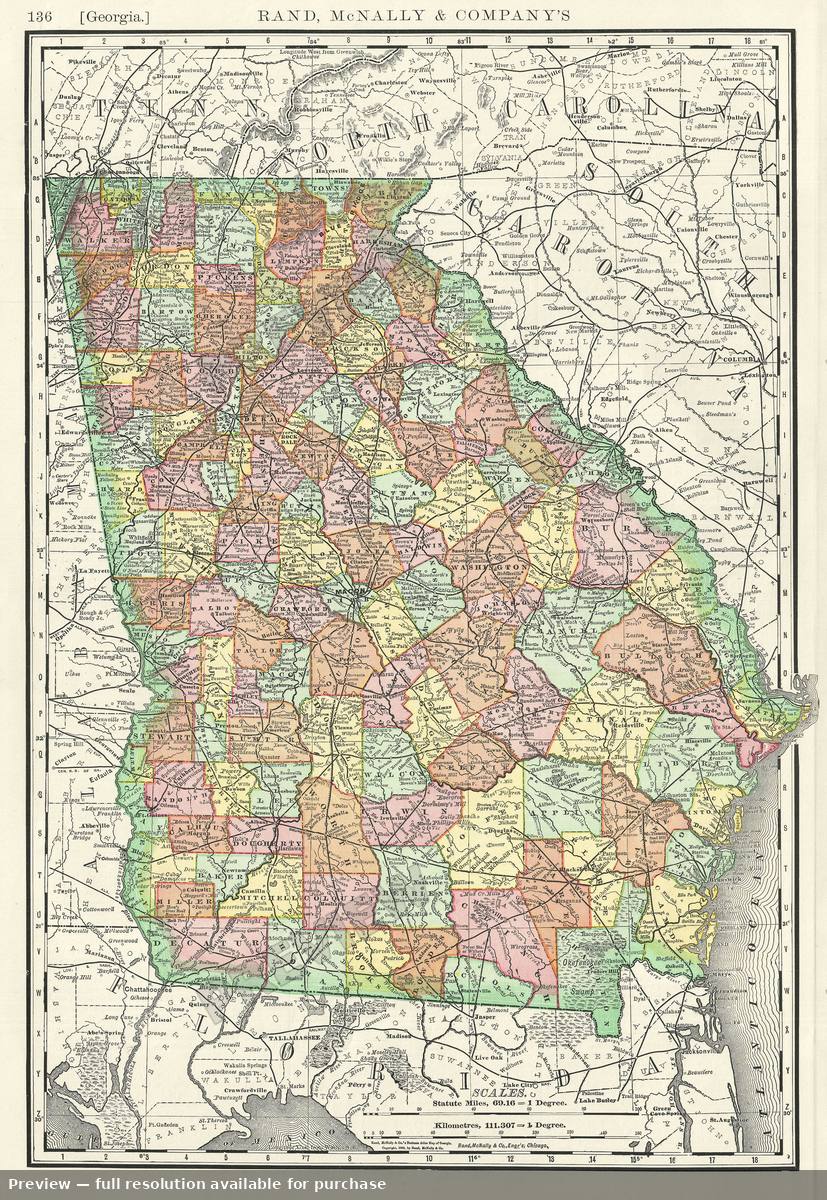 Antique map: Georgia, 1893, 1893