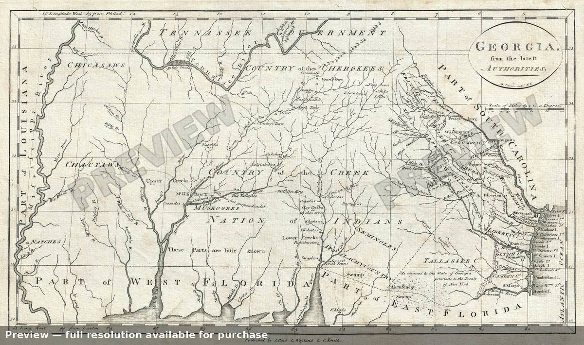Antique map: Georgia, 1796, 1796