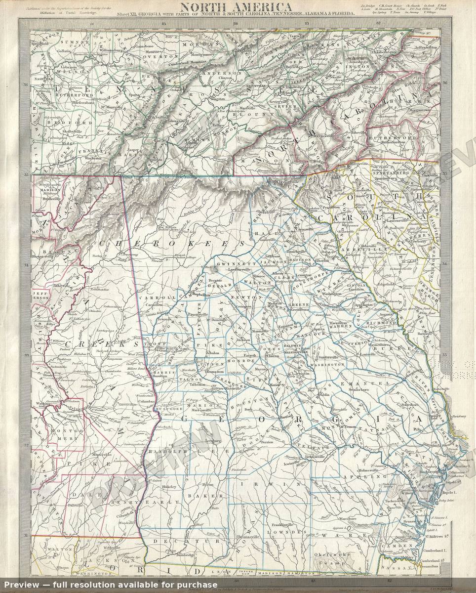 Antique map: Georgia, 1844, 1844