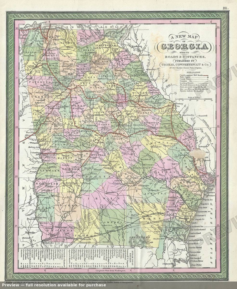 Antique map: Georgia 2, 1854, 1854