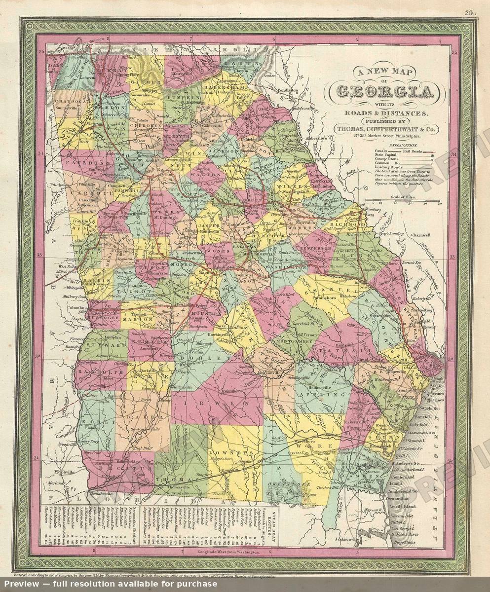 Antique map: Georgia 3, 1854, 1854