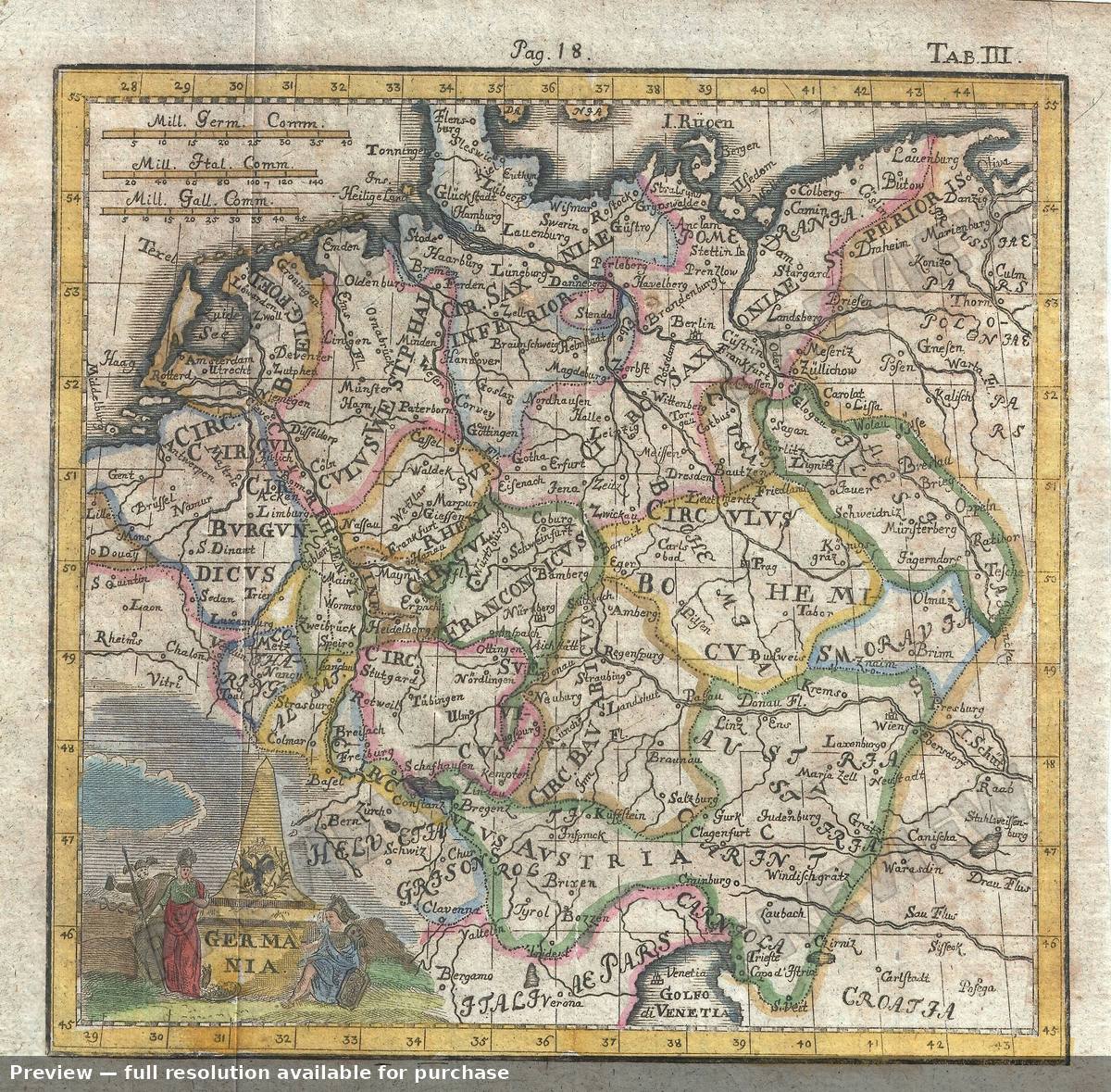Antique map: Germania, 1742, 1742