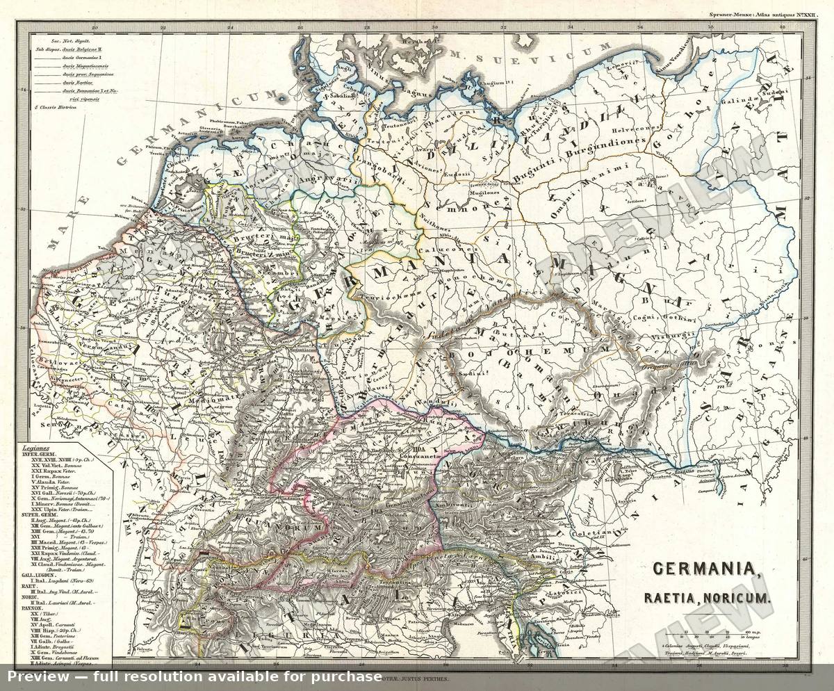 Antique map: Germania, 1865