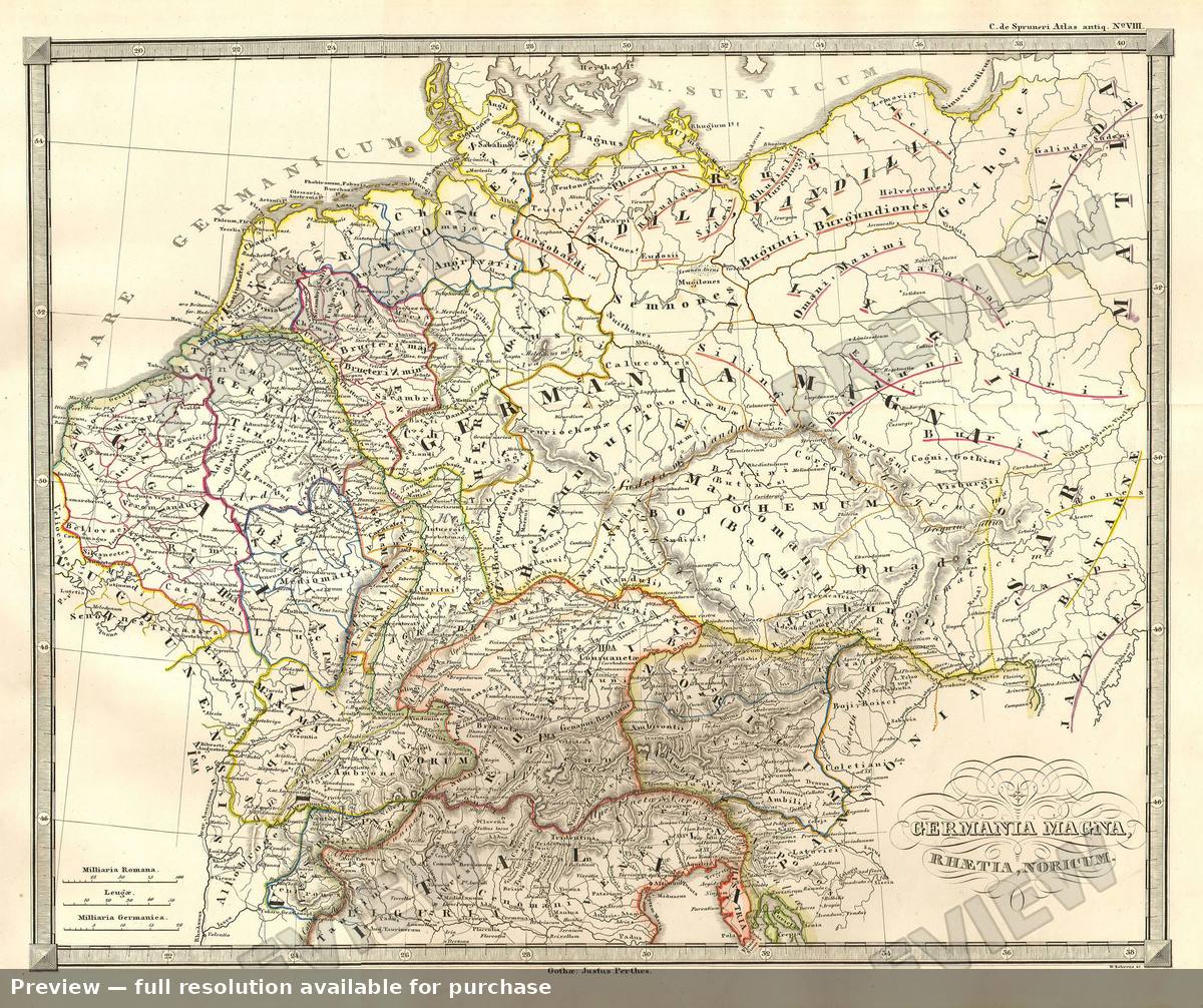 Antique map: Germania Magna, 1855, 1855