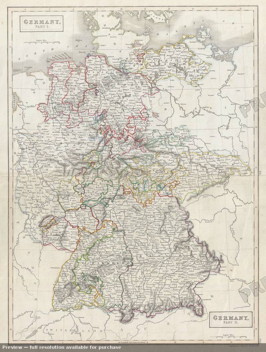 Antique map: Germany, 1840