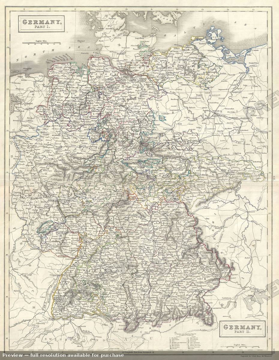 Antique map: Germany, 1844