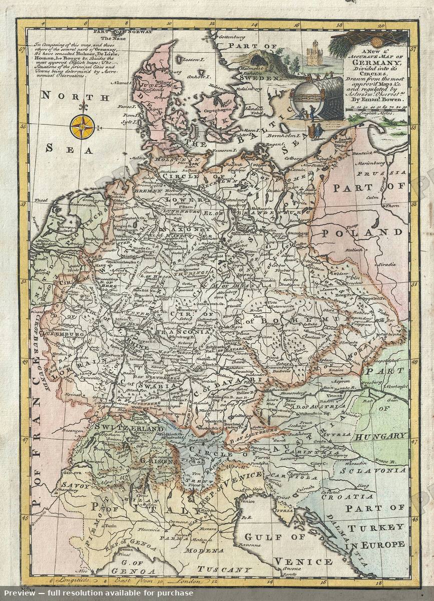Antique map: Germany, 1747, 1747