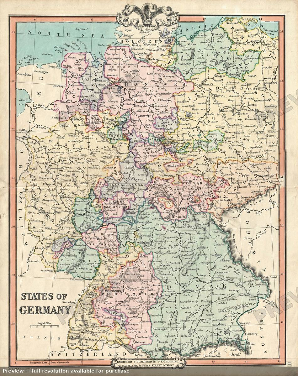 Antique map: Germany, 1850, 1850