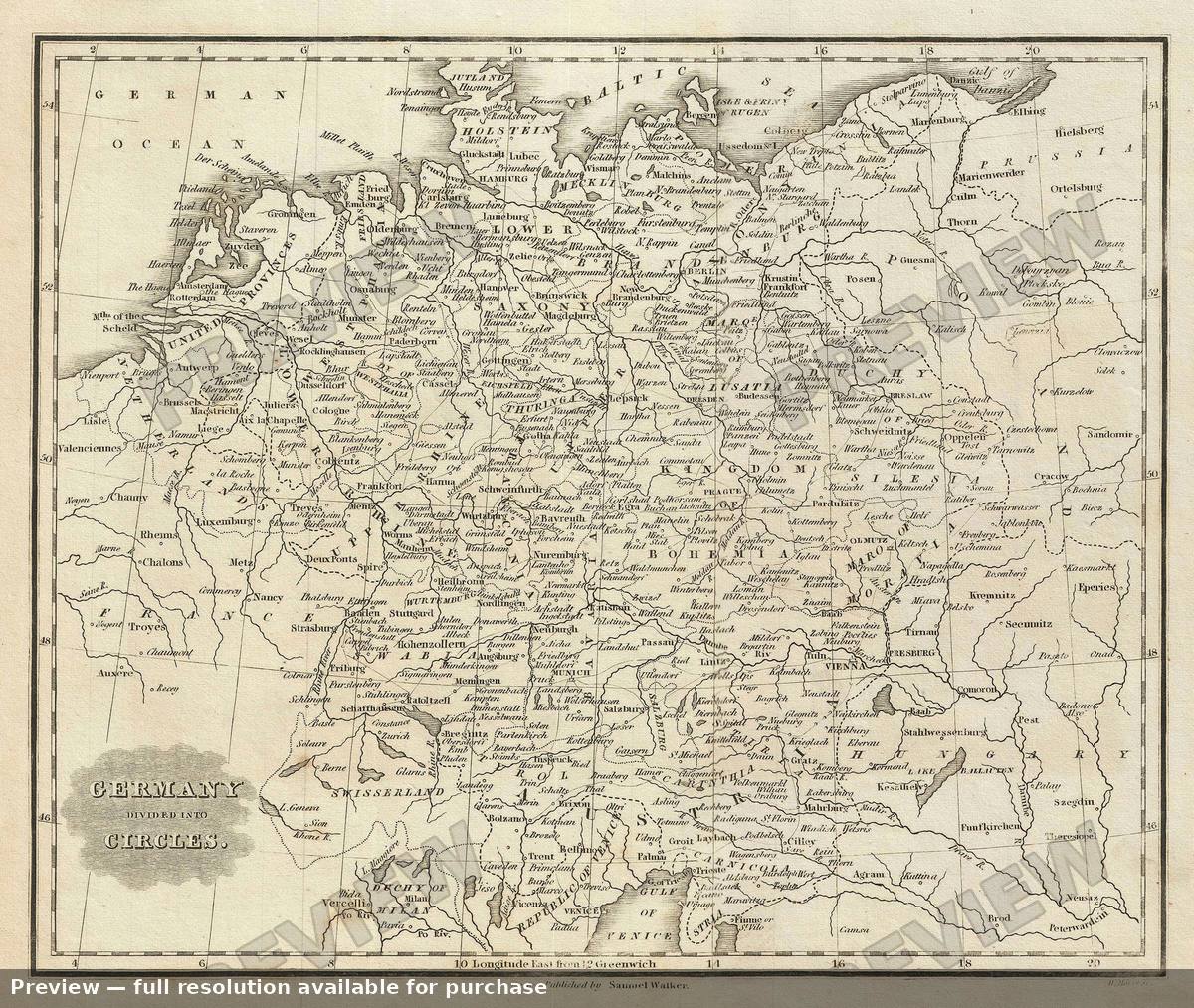 Antique map: Germany, 1828, 1828