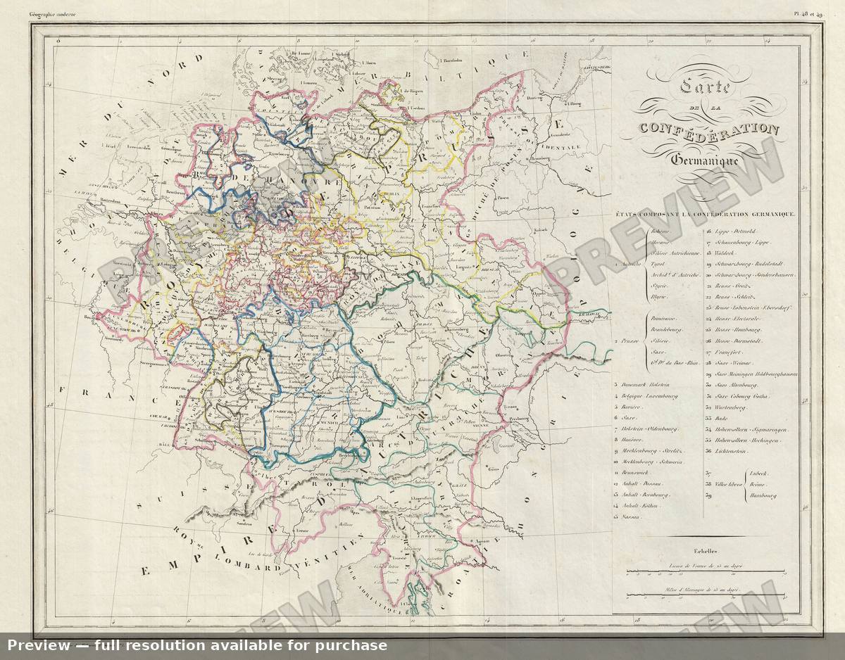 Antique map: Germany, 1843