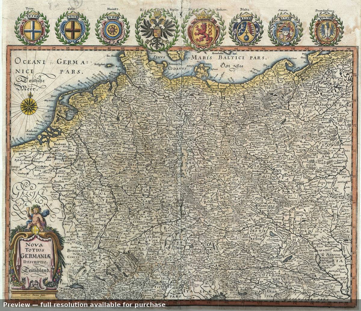 Antique map: Germany, 1649