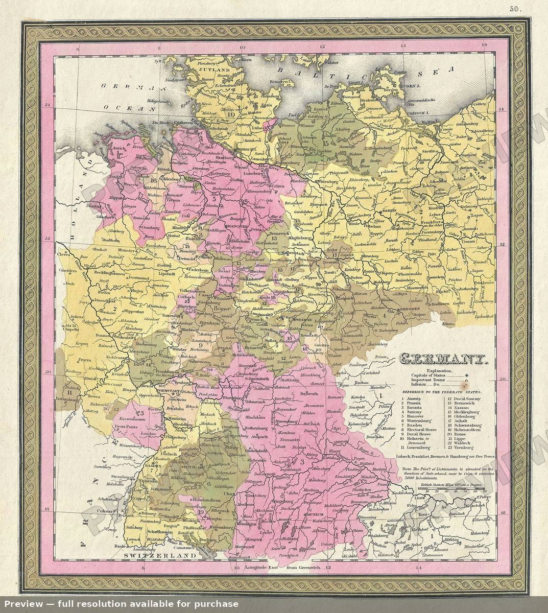 Antique map: Germany, 1846, 1846