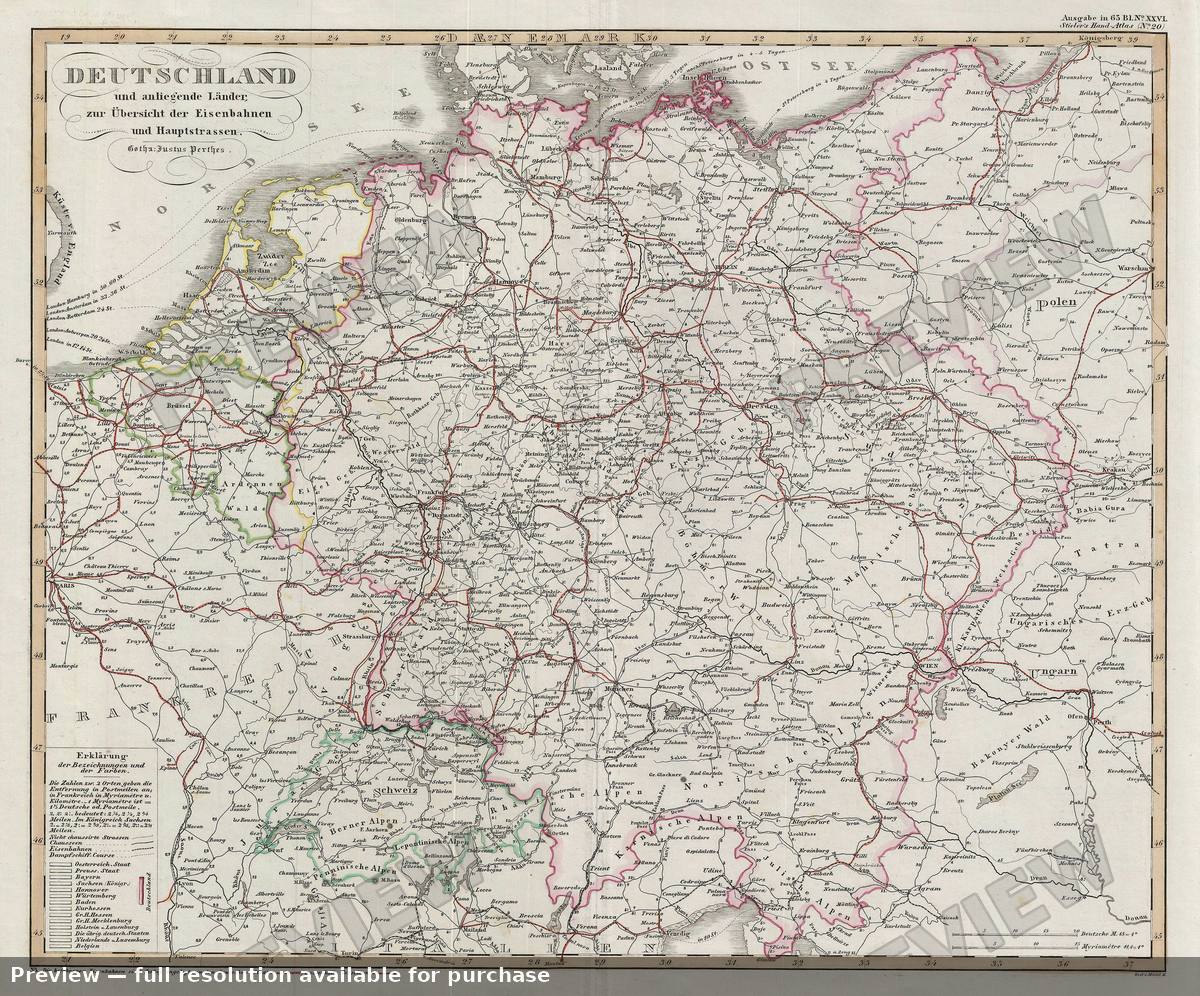 Antique map: Germany, 1854