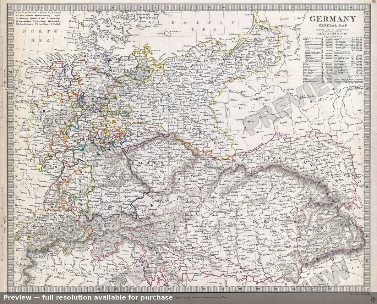 Antique map: Germany, 1840