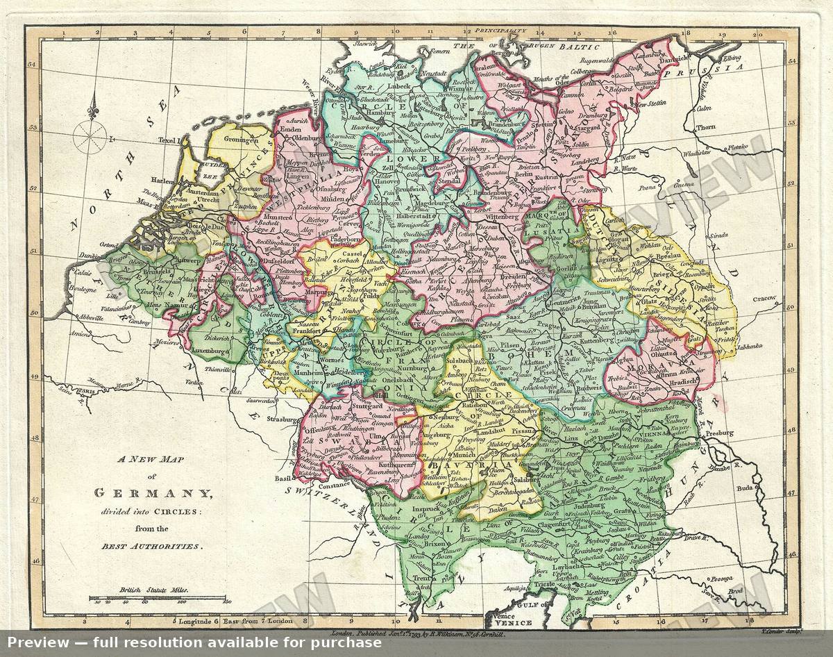Antique map: Germany, 1792