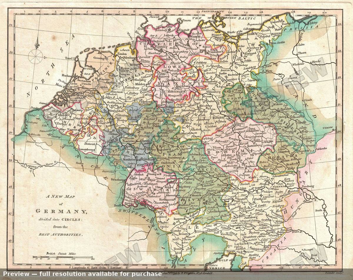 Antique map: Germany, 1794