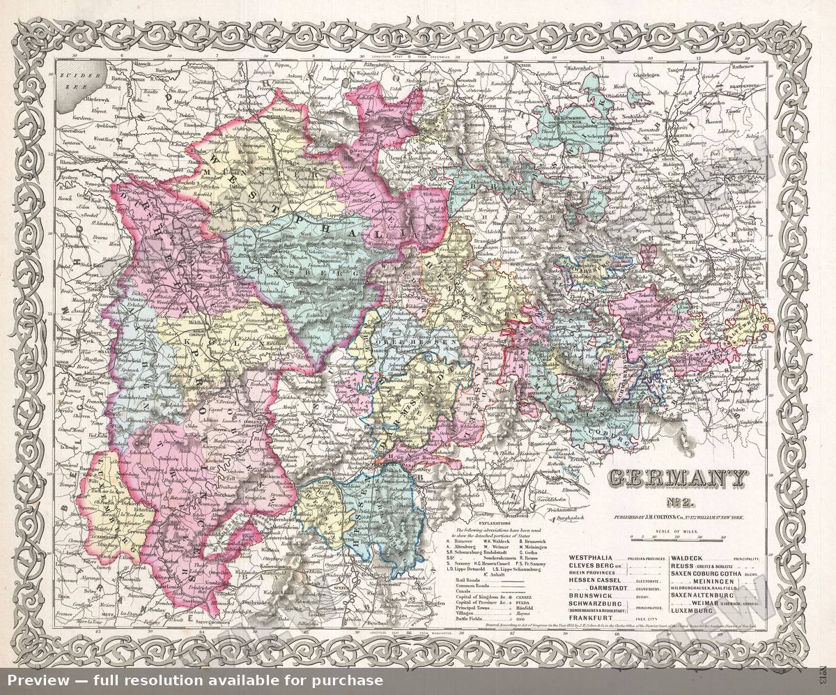 Antique map: Germany 2, 1855
