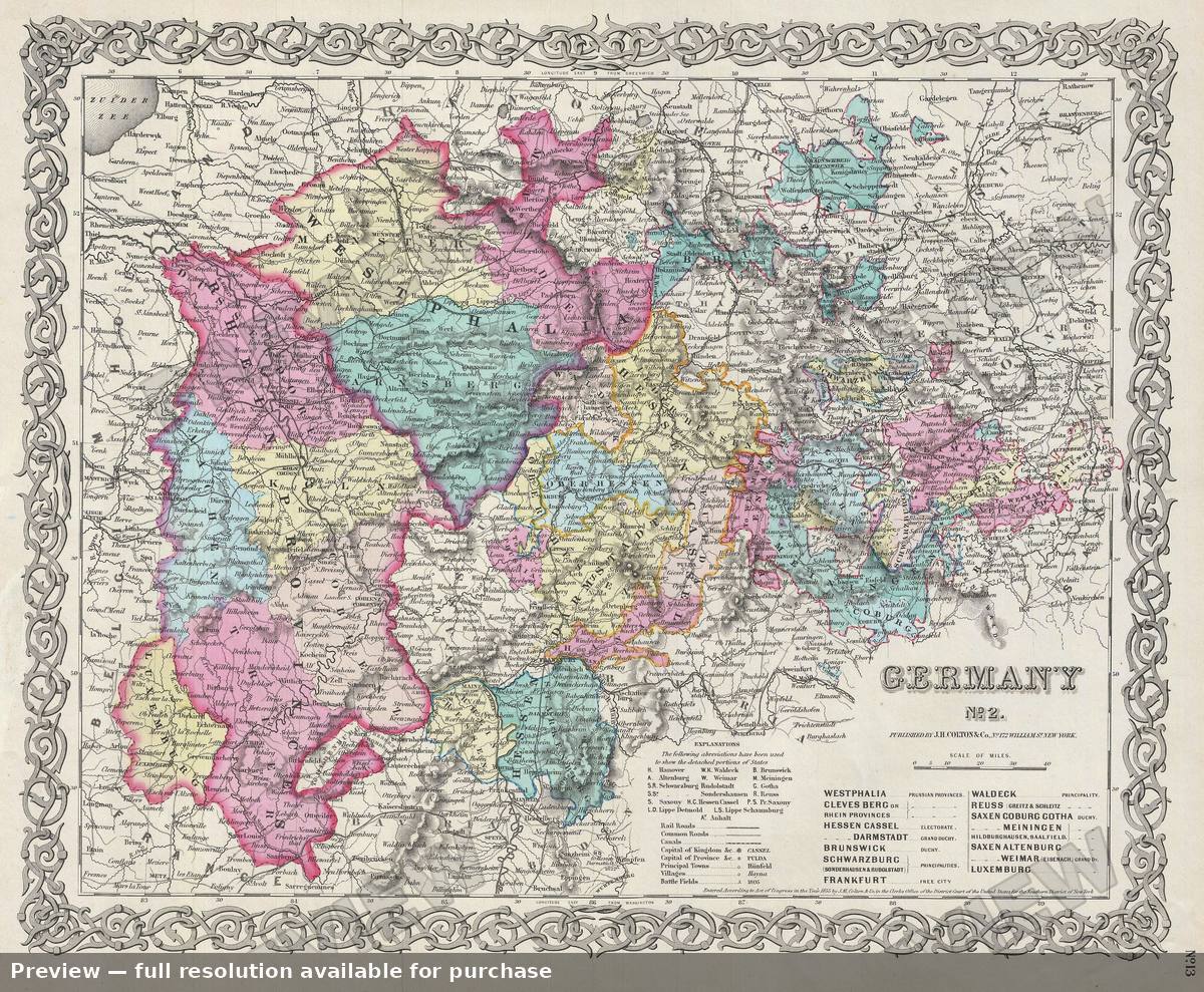 Antique map: Germany 2, 1856