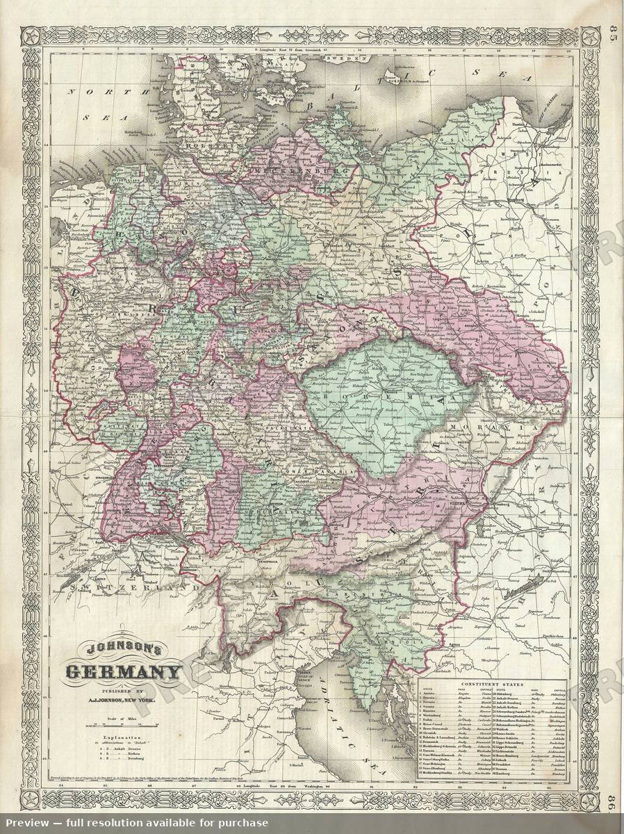 Antique map: Germany 2, 1866, 1866