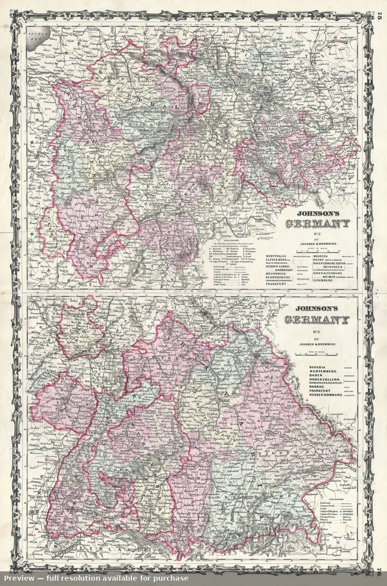 Antique map: Germany 23, 1861
