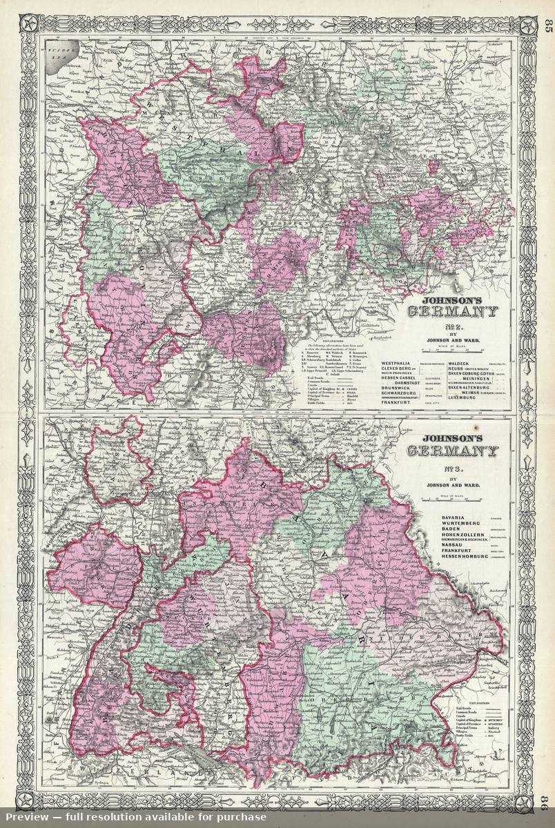 Antique map: Germany 23, 1864