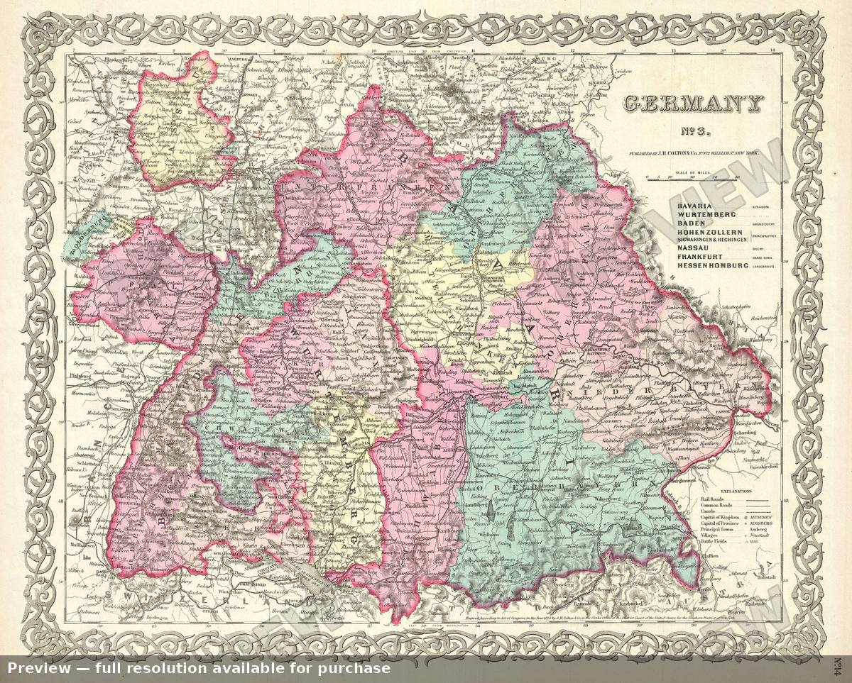 Antique map: Germany 3, 1855
