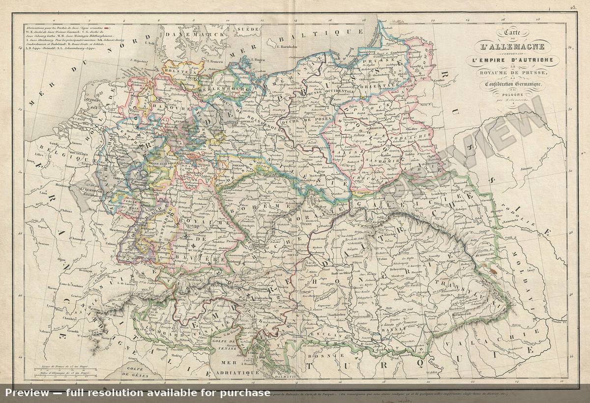 Antique map: Germany Austria, 1850