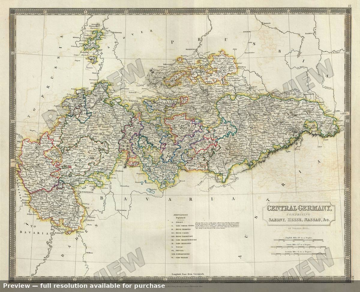 Antique map: Germany Central, 1835