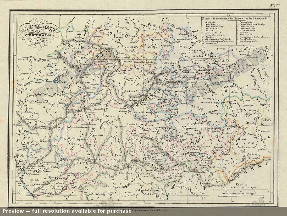 Antique map: Germany Central, 1837