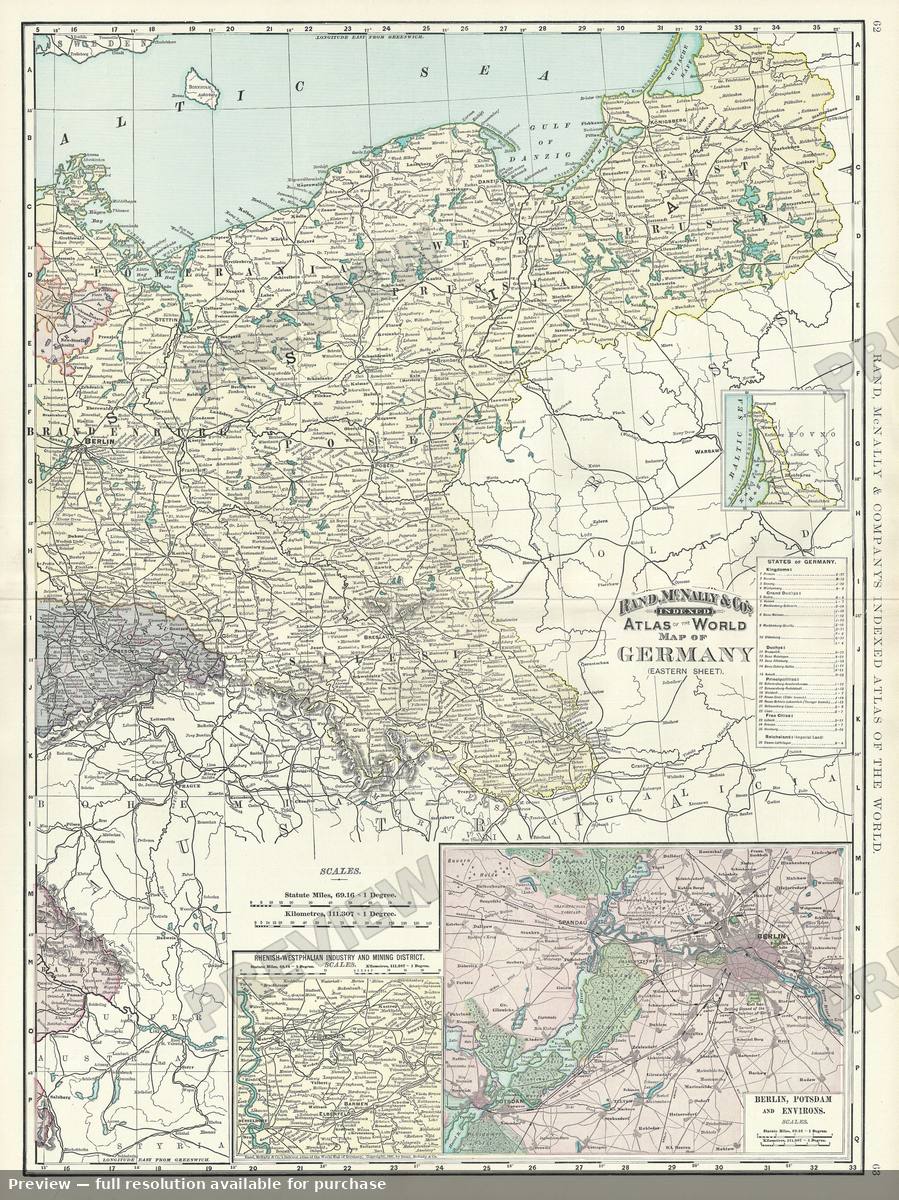 Antique map: Germany East, 1895