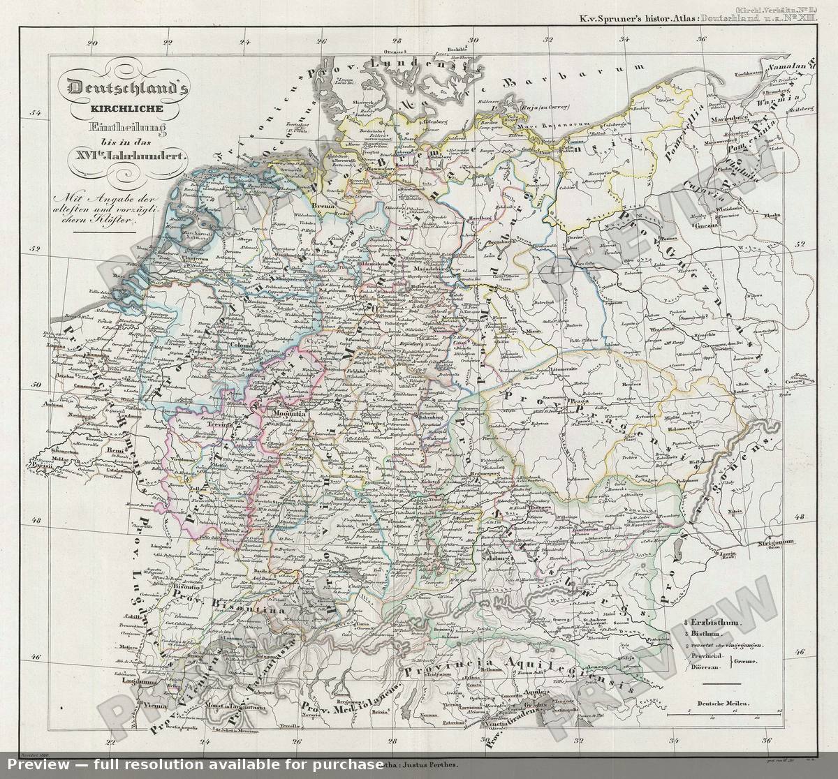Antique map: Germany Ecclasiastical, 1854