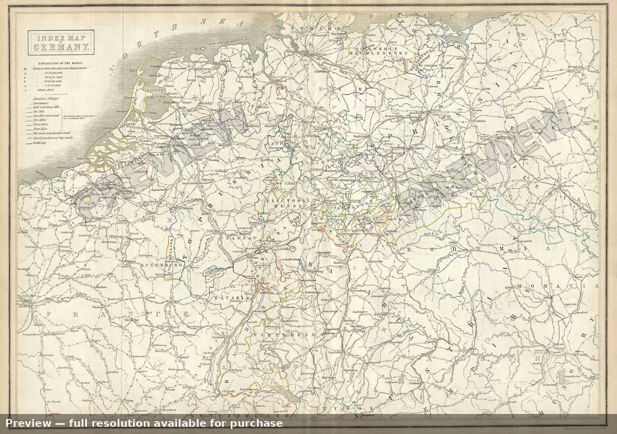 Antique map: Germany Index, 1844
