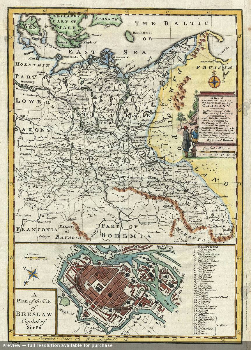 Antique map: Germany NE, 1747