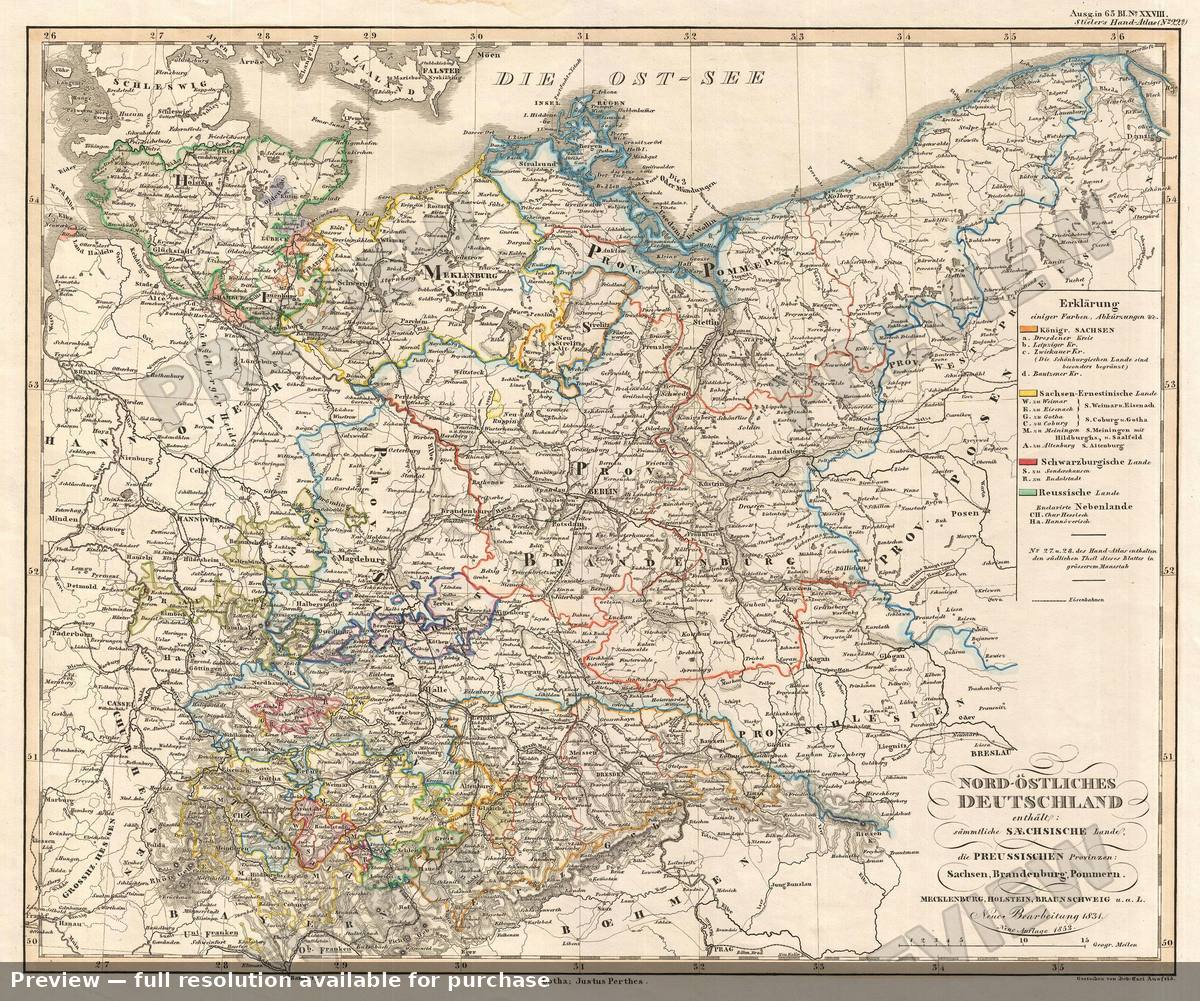 Antique map: Germany NE, 1852