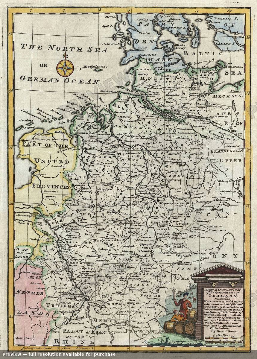Antique map: Germany NW, 1747
