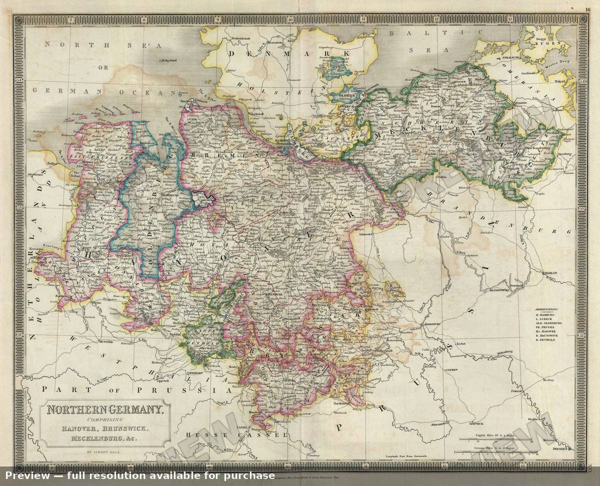 Antique map: Germany North, 1835