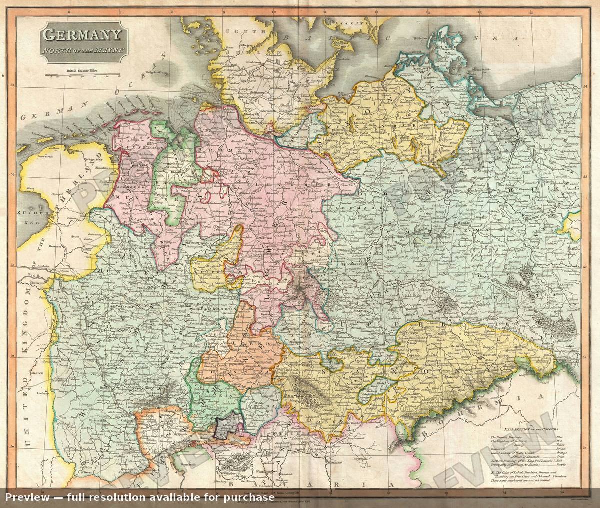 Antique map: Germany North, 1816