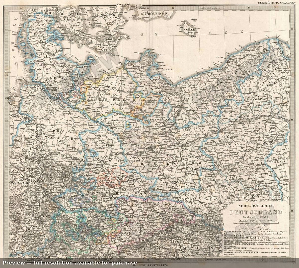 Antique map: Germany Pol, 1873