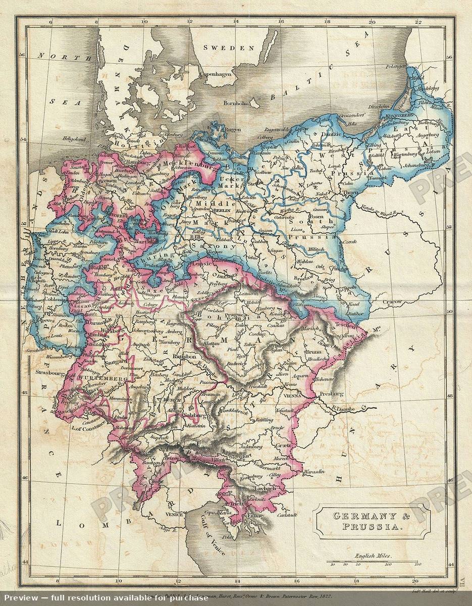 Antique map: Germany Prussia, 1822, 1822