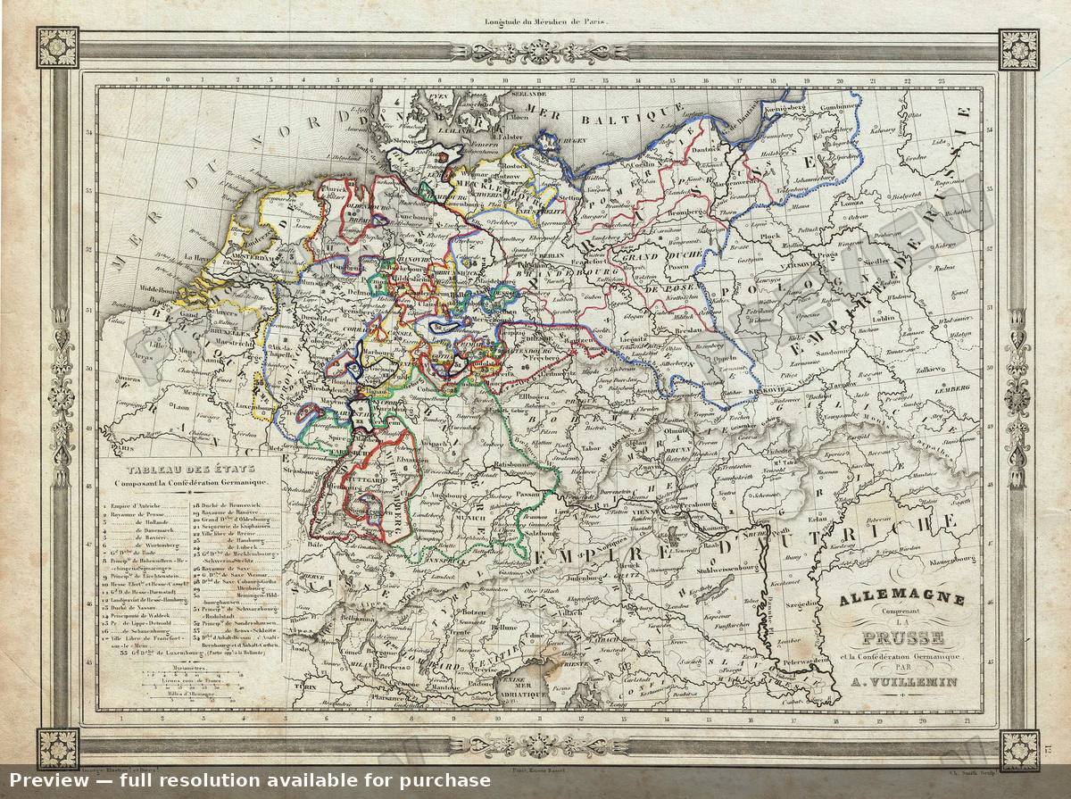 Antique map: Germany Prussia, 1852