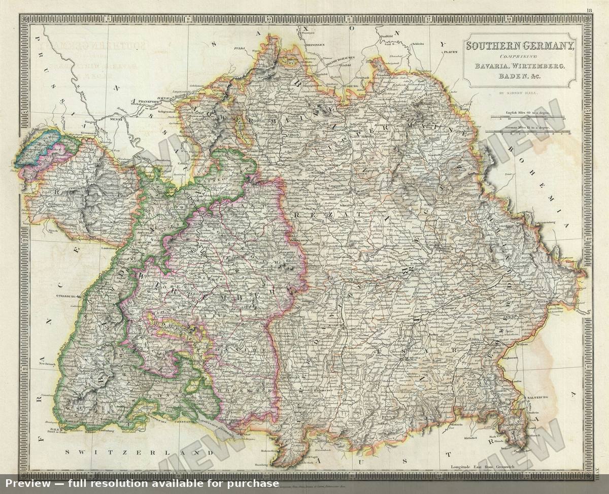 Antique map: Germany South, 1835