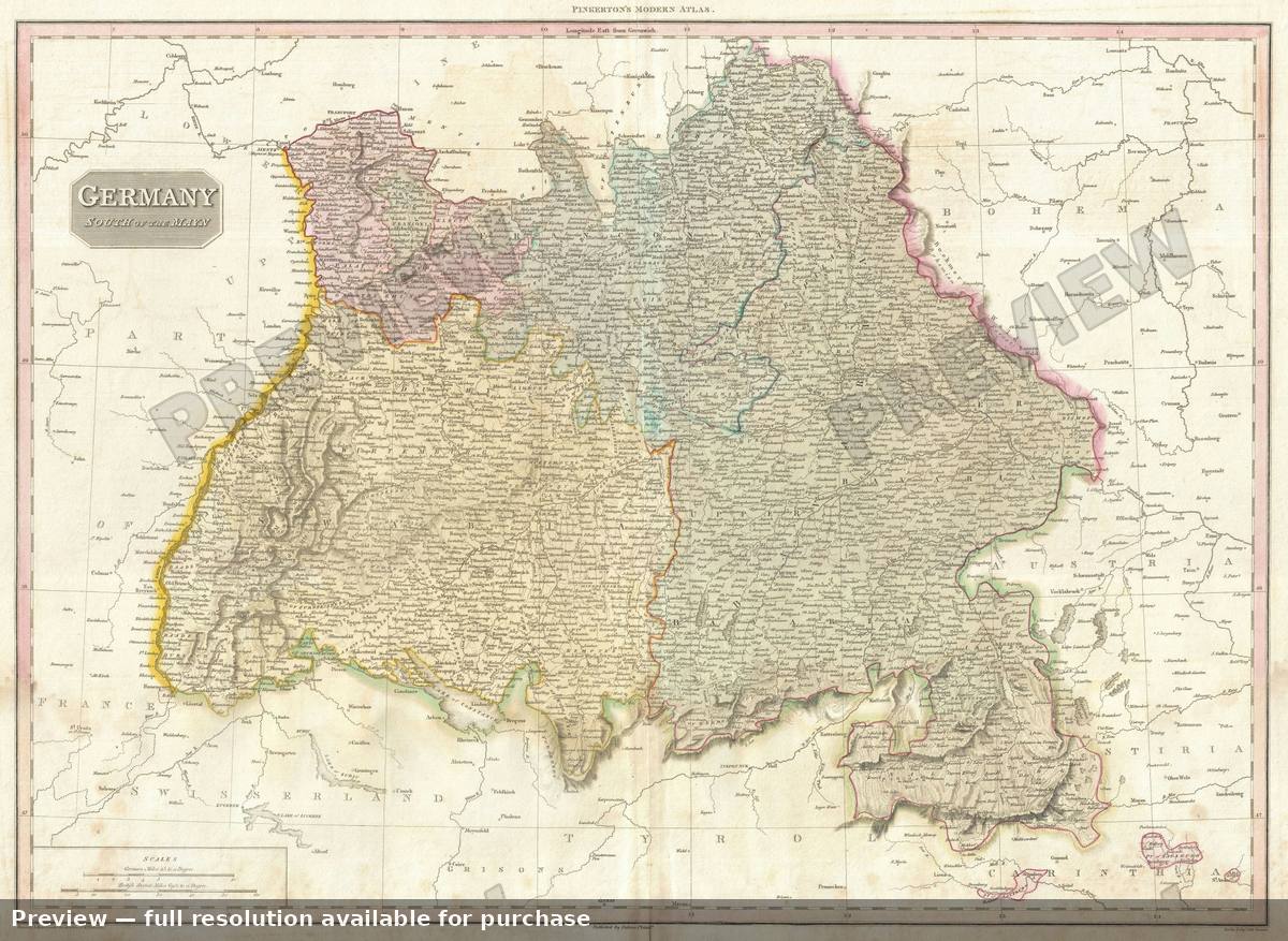 Antique map: Germany South, 1818