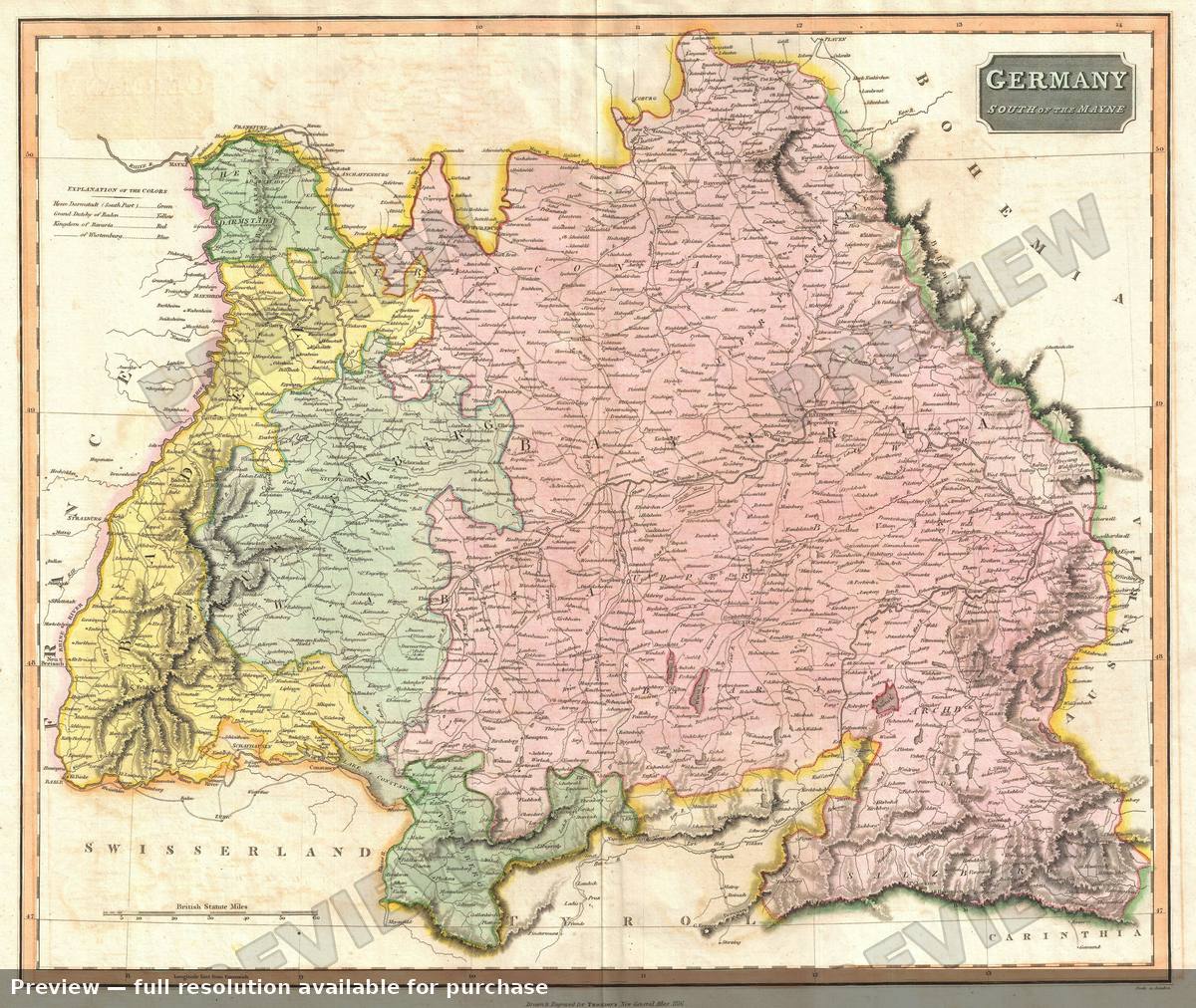 Antique map: Germany South, 1816
