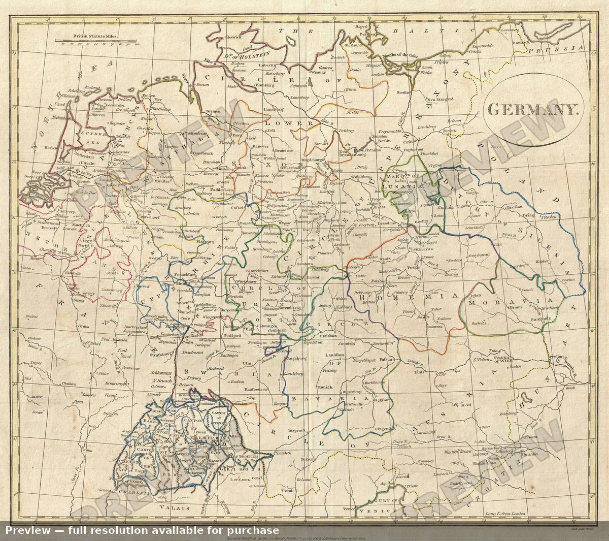 Antique map: Germany Switzerland, 1799, 1799
