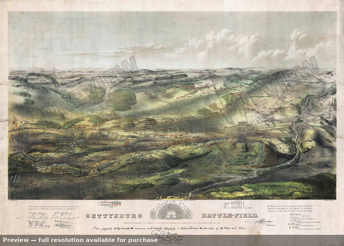 Antique map: Gettysburg, 1863, 1863