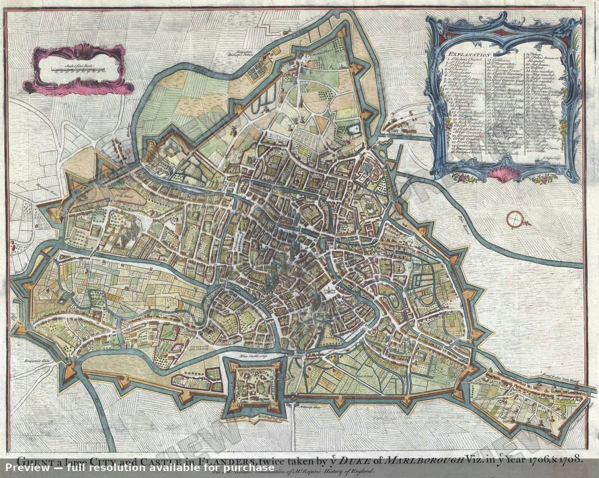 Antique map: Ghent, 1759, 1759