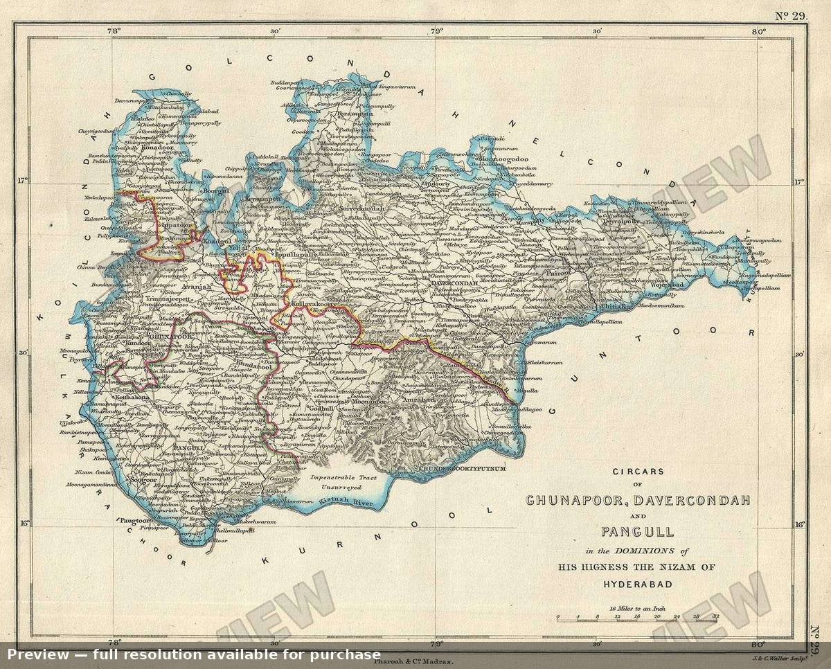 Antique map: Ghunapoor Davercondah, 1854