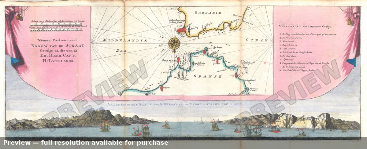 Antique map: Gibraltar, 1747