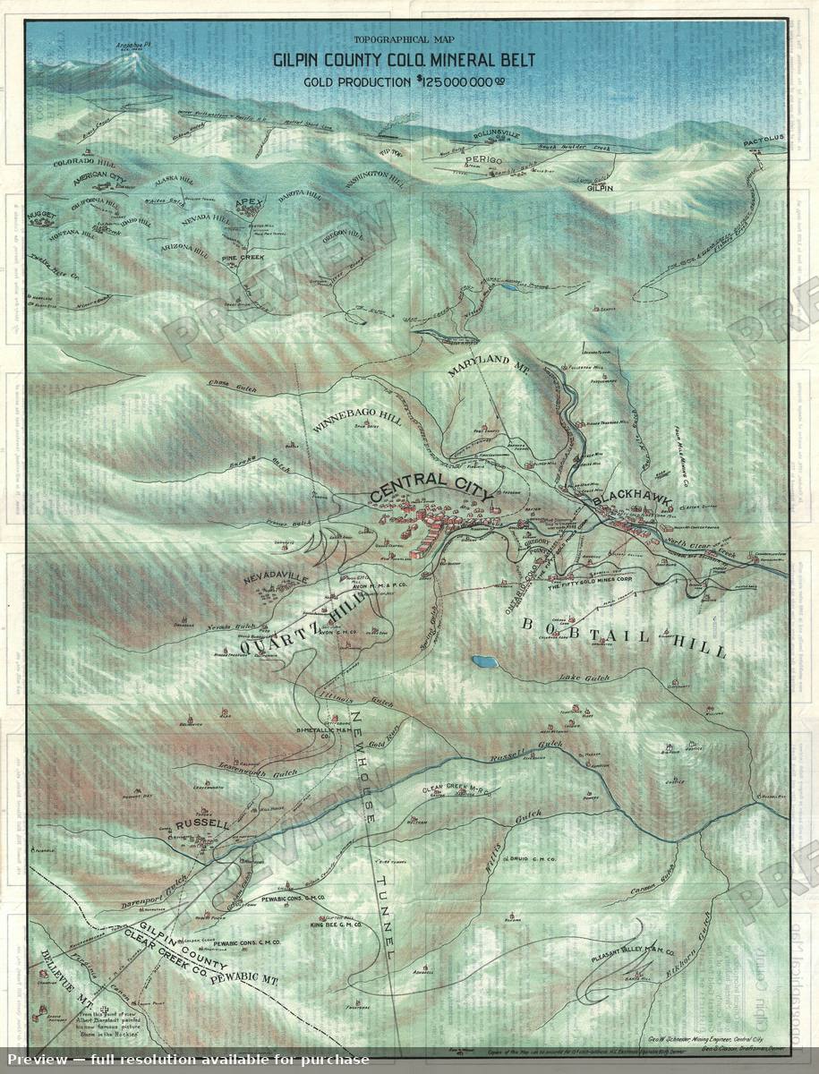 Antique map: Gilpin County Colorado, 1904, 1904